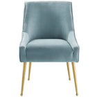 Modway - Discern Dos plissé Velours Performance Rembourré Chaise à manger - Bleu clair-Capsules de pied non marquées
