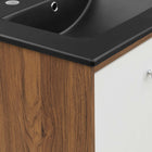 Modway - Transmit 24" Vanette de salle de bain - Blanc Noir-Pattes en bois écartées