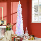 HOMCOM - Sapin de Noël artificiel 7 pi avec lumières DEL colourées - blanc-La surface colourée des feuilles brillera dans les lumières LED colourées 