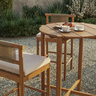 Modway - Eleni 3 pièces Terrasse extérieure Bois de teck Bar Set - Voile naturel-Coussins amovibles en mousse pare-soleil