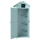 Outsunny - Abri de jardin - 76 cm x 53 cm x 180 cm - Bleu-Fabriqué en bois durable recouvert de deux couches de peinture résistante à l'eau  
