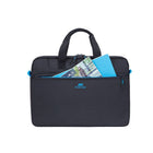 Rivacase - Regent Sacoche pour ordinateur portable 14 po, noir -Fermeture éclair à double sens pour une ouverture rapide et facile