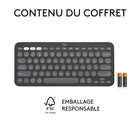 Logitech - Pebble Keys 2 K380s clavier sans fil Bluetooth multidispositif, raccourcis personnalisables, fin et portable - Graphite-10