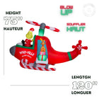 GEMMY - Grinch gonflable de Noël animé dans un hélicoptère avec hélices tournantes-Pour usage intérieur et extérieur