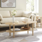 Modway - Torus Ovale Table basse - Chêne-Plateau inférieur de rotin