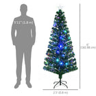 HOMCOM - Arbre de Noël 6 Pieds à Fibres Optiques LED Artificiel Pré-illuminé-Des lumières multicoloures qui restent allumées même si une ampoule grille  