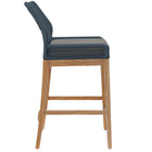 Modway - Wellspring Terrasse extérieure Bois de teck Tabouret de bar - Graphite bleu-Coussin de siège amovible