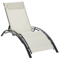 Outsunny - Chaise longue inclinable de patio avec dossier réglable beige-Table avec 3 bancs intégrés pour 6 personnes pour profiter de l'extérieur