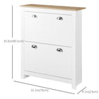 HOMCOM - Armoire à chaussures de couloir avec 2 tiroirs basculants pour 12 paires - blanc-La structure en MDF le rend robuste et solide 