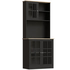 HOMCOM - Armoire de cuisine avec 3 unités, 2 étagères ouvertes et plan de travail - noir-Construction robuste pour une utilisation stable 