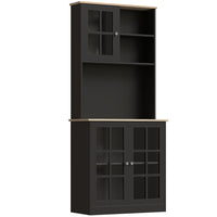 HOMCOM - Armoire de cuisine avec 3 unités, 2 étagères ouvertes et plan de travail - noir-Construction robuste pour une utilisation stable 