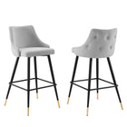 Modway - Adorn Performance Velvet Tabouret de bar - Gris clair - Ensemble de 2-Tabouret de bar moderne vintage