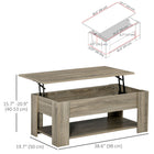 HOMCOM - Table basse relevable avec compartiment de rangement caché et étagère - gris-Plateforme de bureau réglable pour répondre à vos différents besoins