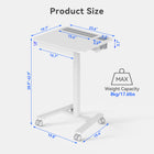 ShoppingAll - Chariot pneumatique de bureau pour ordinateur portable à hauteur réglable - blanc-Mobilité douce et glissante grâce aux quatre roues pivotantes (2 roues avec mécanisme de verrouillage).