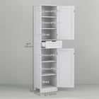 HOMCOM - Armoire de rangement haute pour salle de bain avec portes, tiroir et étagère réglable - blanc-Structure en MDF avec finition peinte pour une construction fiable 