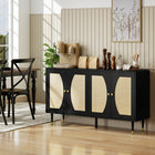 HOMCOM - Buffet 55,1 po L, armoire de rangement - noir-Deux étagères réglables sur 3 niveaux offrent des options de rangement polyvalentes 