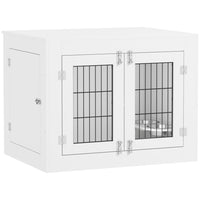 PawHut - Meuble cage pour chien avec bols pour chien amovibles rotatifs à 360° - blanc-Les bols rotatifs simplifient l’alimentation et l’abreuvement de votre chien 