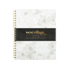 Mead - West Village Cahier spirale, 11 po H x 9 po l, 80 feuilles, couverture rigide, Blanc/gris à motif floral, 80 feuilles-Design élégant : Couverture rigide avec motif floral subtil et reliure à double spirale dorée pour un look haut de gamme