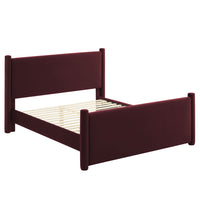 Modway - Rael Performance Velvet Lit de plateforme complet, Mûrier-Sellerie en velours Performance résistante aux taches
