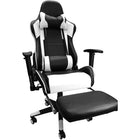 Nicer Furniture - chaise de jeu de style course avec repose-pieds - blanc-Le dossier et l’assise ergonomiques favorisent une bonne posture.  