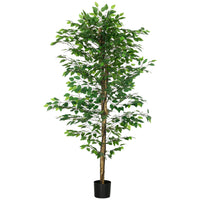 HOMCOM - Arbre artificiel ficus 6 pi pour décoration intérieure - vert-Belle plante artificielle de type ficus  