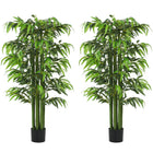 HOMCOM - Arbre de bambou artificiel 5,3 pi pour décoration intérieure de la maison - vert - lot de 2-Magnifique ensemble de deux bambous artificiels 