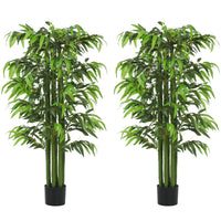HOMCOM - Arbre de bambou artificiel 5,3 pi pour décoration intérieure de la maison - vert - lot de 2-Magnifique ensemble de deux bambous artificiels 