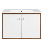 Modway - Transmit 30" Vanité de salle de bain murale - Blanc noyer-Vanité moderne du milieu du siècle