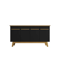 Manhattan Comfort - Buffet moderne mi-siècle Yonkers 160 cm (62,99 po) - Noir et Cannelle-Buffet moderne du milieu du siècle pour salle à manger et salon
