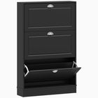 HOMCOM - Armoire à chaussures étroite avec 3 tiroirs basculants pour entrée - noir-Trois tiroirs basculants peuvent contenir jusqu'à 20 paires de chaussures 