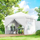 Outsunny - Tente de réception d'extérieur pliante 10 pi l x 10 pi L avec sac de transport, blanc-Partie du toit avec une sous-couche gris clair pour réduire les rayons UV et la chaleur