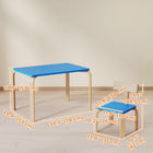 Qaba - Ensemble table et 2 chaises pour enfants, table et chaises pour tout-petits, mobilier multi-activités pour enfants pour jouer - bleu-Conception légère en bois, facile à déplacer  
