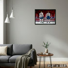 Connor McDavid and Leon Draisaitl Edmonton Oilers Line-Up sur toile - Toile encadree - 31" x 22"-Prêt à accrocher - livré entièrement assemblé