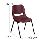 Flash Furniture - Chaise coquille bourgogne, empilable et ergonomique de la série HERCULES avec cadre noir, capacité de 880 lb-Garantie à vie limitée sur le cadre