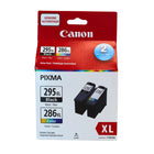Canon -  PG-295XL/CL-286XL Cartouche d'encre d’origine - Haut rendement - Noir, cyan, magenta, jaune-La cartouche d’encre noire PG-295XL produit un texte noir clair et net pour tous vos documents
