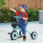 Qaba - Tricycle pour enfants 2-5 ans, vélo pour tout-petits avec siège réglable - bleu-Roues EVA de 10 po à l'avant et de 8 po à l'arrière 