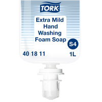 Tork - Savon mousse extra doux pour le lavage des mains-Aidez à réduire le risque d'irritation cutanée avec ce savon testé dermatologiquement et contenant des ingrédients hydratants, formulé pour être doux, sans parfums ni colorants ajoutés.