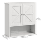 kleankin - Armoire murale de salle de bain style ferme - blanc-Portes magnétiques avec poignées en aluminium pour une ouverture et une fermeture faciles