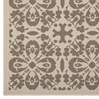 Modway - Ariana Treillis floraux vintage à l’intérieur et à l’extérieur Tapis de comédie 8 pi l x 10 pi L - Beige clair et beige foncé-Polypropylène 100% doux
