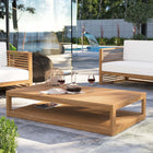 Modway - Carlsbad Bois de teck Terrasse extérieure Table basse - Naturel-Patins de pied en plastique
