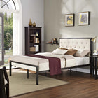 Modway - Mia Tissu Lit plein, Brun beige-Système de soutien de matelas en tige d’acier