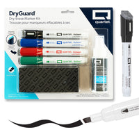 Quartet - Trousse de marqueurs effaçables à sec DryGuard, ens. de 6 pièces -Tableau blanc prêt à l'emploi :cette trousse contient tout le nécessaire pour commencer :4 marqueurs effaçables à sec assortis, un nettoyant à vaporiser pour tableau blanc de 47,8 ml (1,68 fl. oz) et une brosse pour tableau blanc