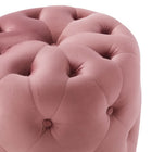 Modway - Amour Ronde à boutons touffés Performance Velvet Ottoman - Rose poussiéreuse-6