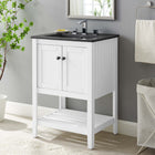 Modway - Prestige 24" Vanette de salle de bain - Blanc Noir-Portes à fermeture douce