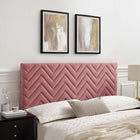 Modway - Mercy Chevron touffé Performance Velvet Tête de lit King/King de Californie, Rose poussiéreuse-Performance Velvet