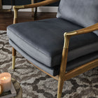 Modway - Langford Performance Velvet Fauteuil d’accent - Noyer bleu cadet-Accents de laiton charmants
