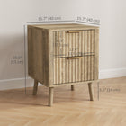 HOMCOM - Tables de nuit avec poignées intégrées et tiroirs cannelés - chêne - lot de 2-Bords arrondis pour un design plus sûr et plus doux