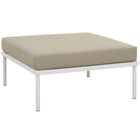 Modway - Harmony Terrasse extérieure Aluminium Ottoman in Blanc beige-Tissu en toile toutes saisons