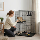 PawHut - Cage pour chat à 2 niveaux d’intérieur avec hamac, coussins pour 1 à 2 chatons-Le hamac douillet et les tapis moelleux gardent les chats détendus et heureux 
