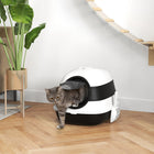 PawHut - Boîte à litière pour chat avec couvercle, couverte avec côtés hauts - noir-Désodorisant inclus, qui empêche la propagation des mauvaises odeurs 